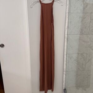 Jonathan Simkhai brown long ribbed knit dress M